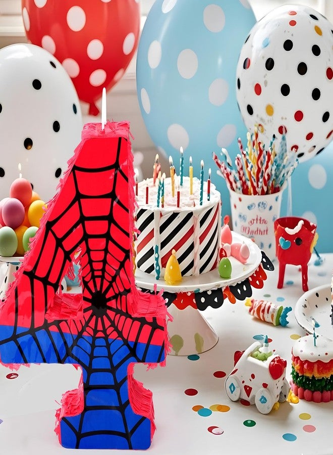 مجموعة بينياتا شبكة العنكبوت رقم 4 من سيمجوينج مع عصابة للعينين، بينياتا صغيرة لتزيين حفلات أعياد الميلاد، مناسبة للاحتفالات المكسيكية، سينكو دي مايو، والذكرى السنوية، هدية، 15.75 × 11 × 2.8 بوصة (أحمر أزرق) - Image 4